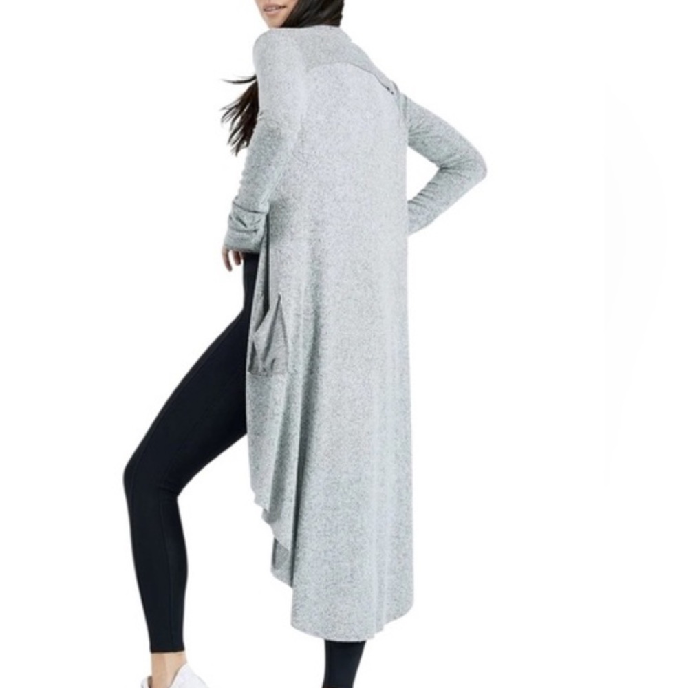Joah Brown Oversized Gray Open Front Long Cardigan Duster pockets one size - Picture 4 of 10